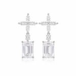 Emerald cut sun-flower earrings stud