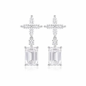 Emerald cut sun-flower earrings stud
