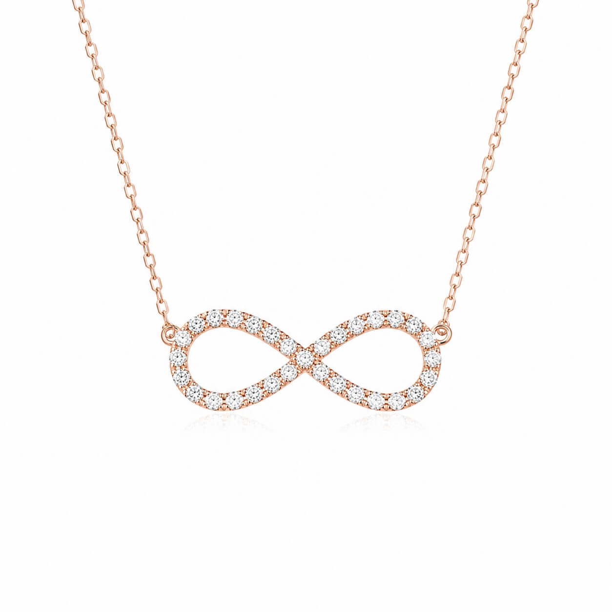 Collana con pendente a forma di otto in diamante sintetico