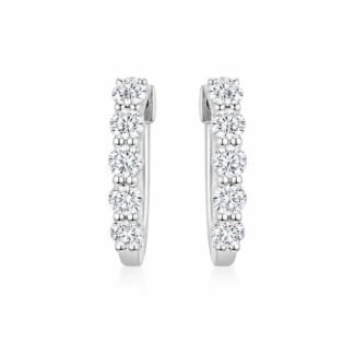 Five round cut lab grown diamond hoop earrings