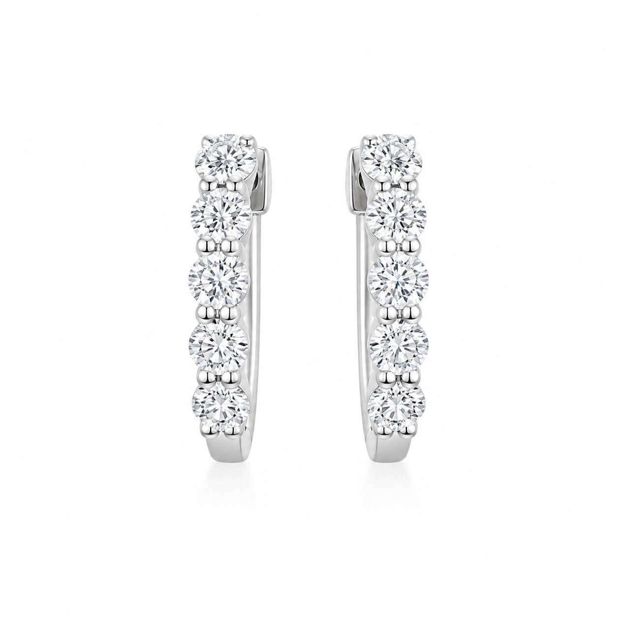 Five round cut lab grown diamond hoop earrings Five round cut lab grown diamond hoop earrings