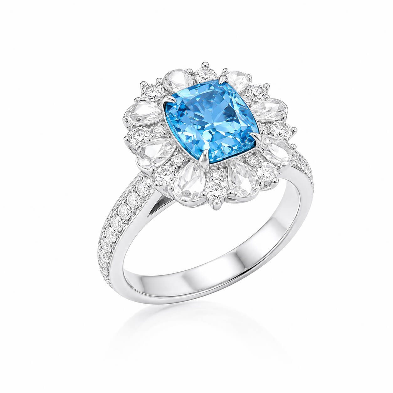 Halo setting cushion cut lab grown diamond engagement ring Halo setting cushion cut lab grown diamond engagement ring