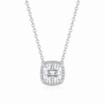 Halo setting cushion cut lab grown diamond pendant necklace