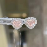 Halo setting heart cut lab grown diamond earrings stud