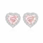 Halo setting heart cut lab grown diamond earrings stud