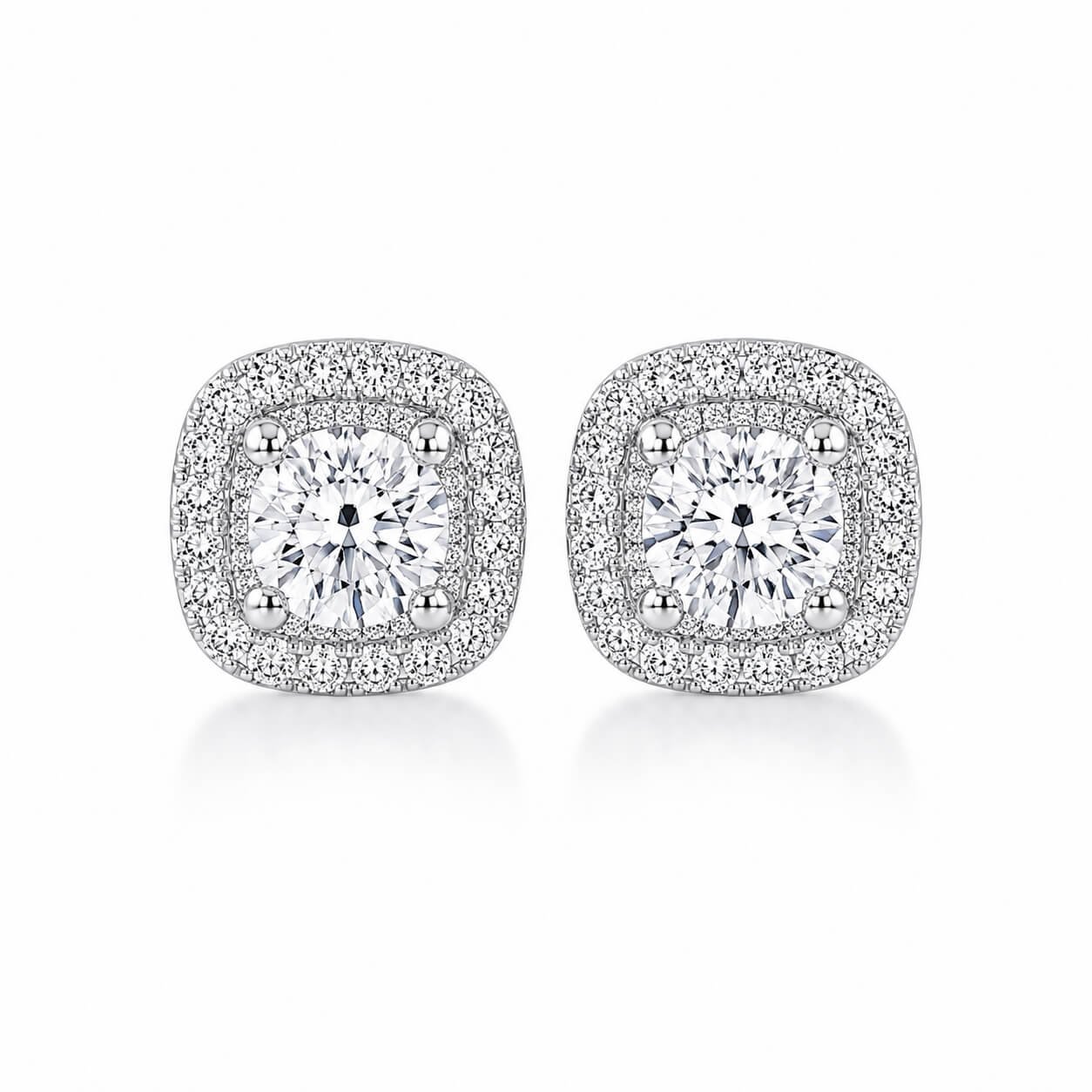 Halo setting round cut lab grown diamond earrings stud