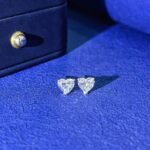 Heart cut lab grown diamond earrings stud