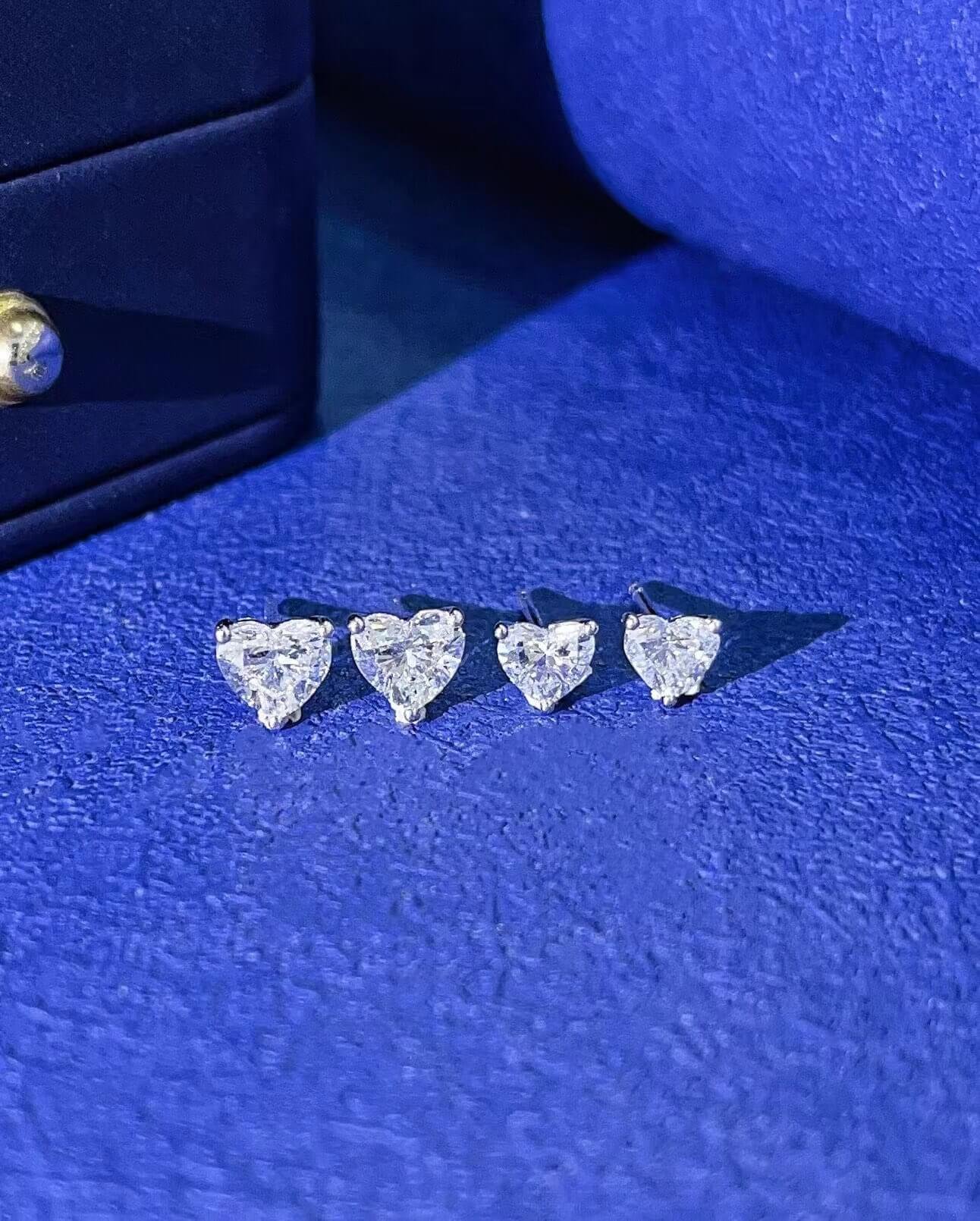 Heart cut lab grown diamond earrings stud