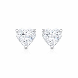 Heart cut lab grown diamond earrings stud