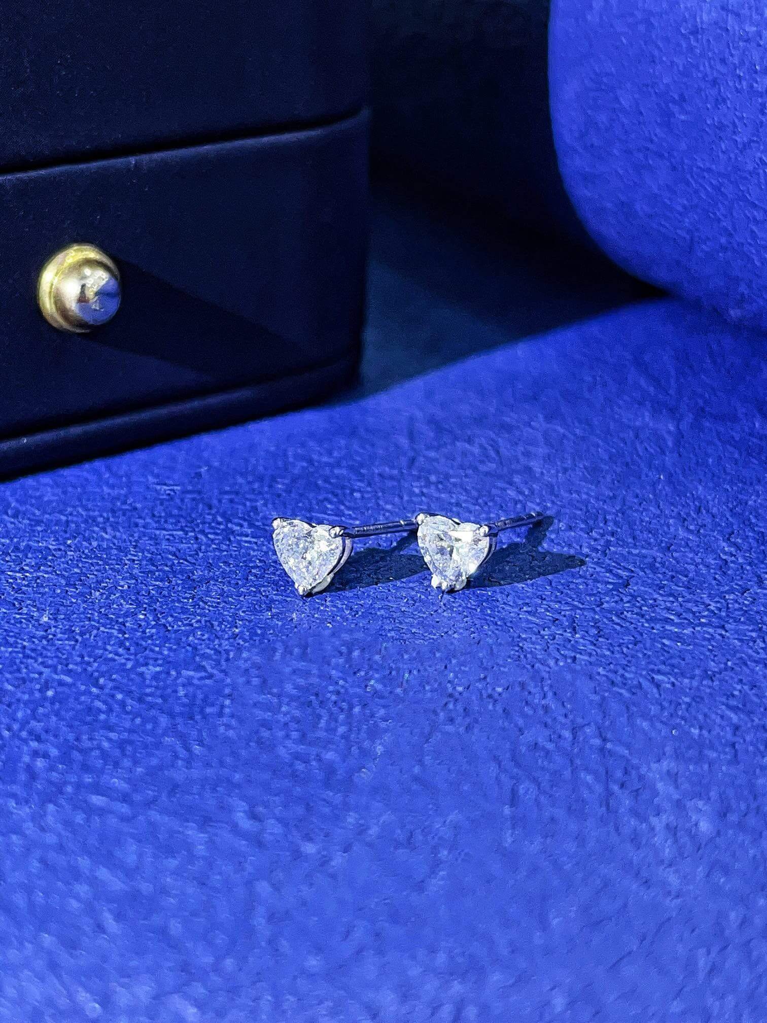 Heart cut lab grown diamond earrings stud