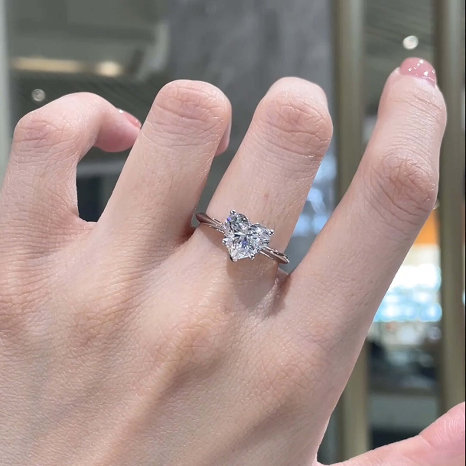 Heart cut lab grown diamond engagement ring