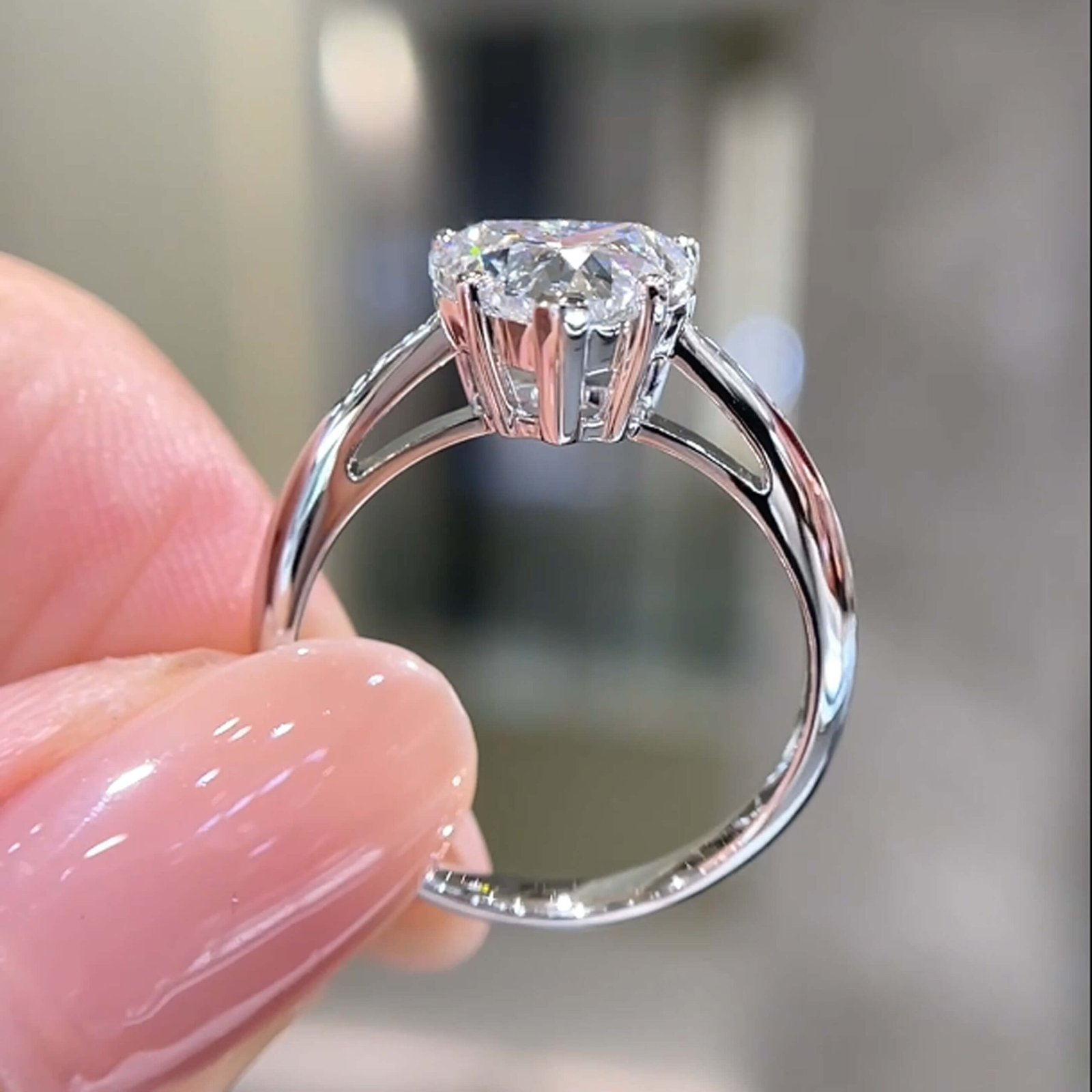 Heart cut lab grown diamond engagement ring