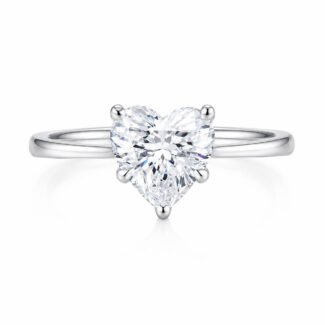 Heart cut lab grown diamond engagement ring