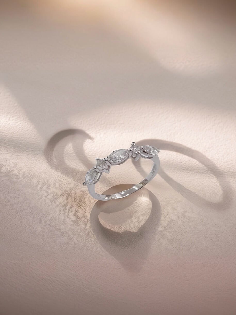 Marquise and round cut lab grown diamond eternity ring Marquise and round cut lab grown diamond eternity ring