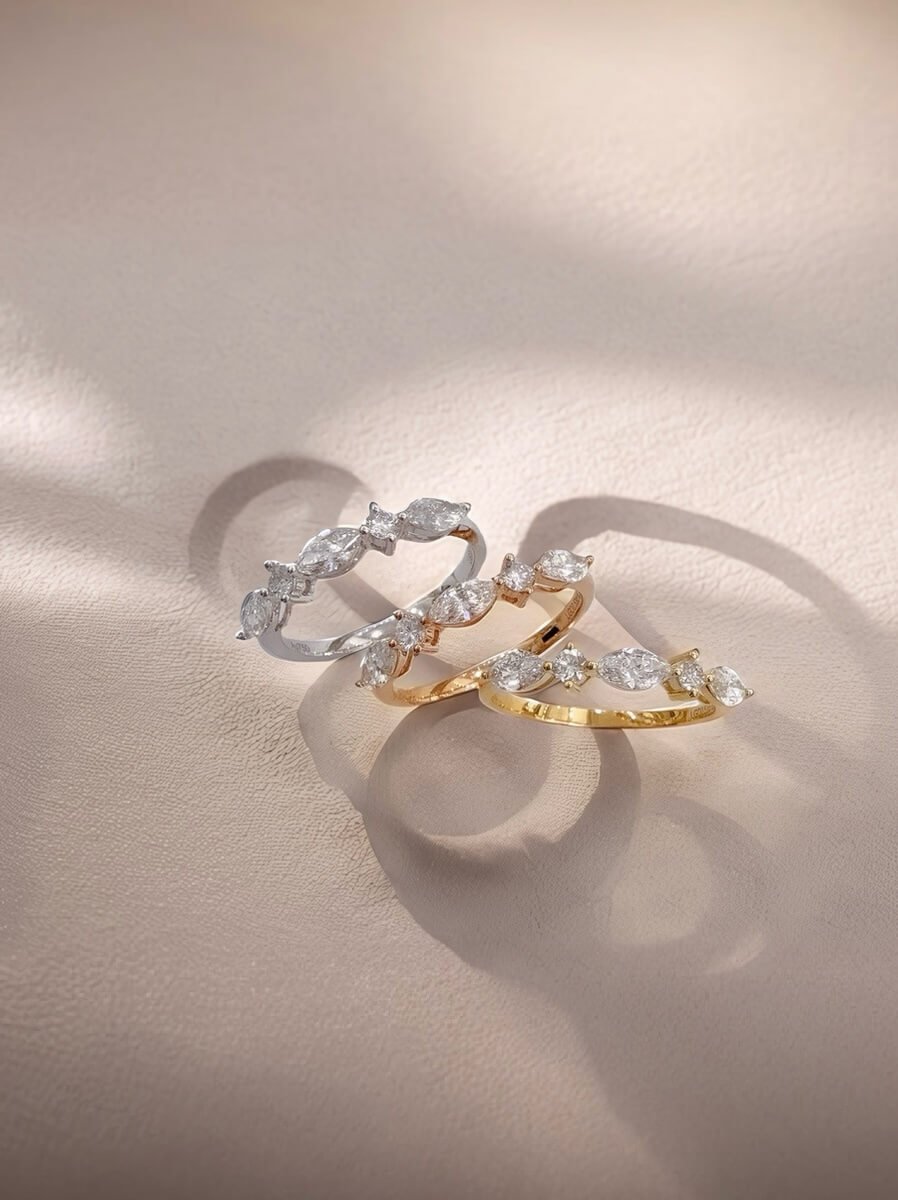 Marquise and round cut lab grown diamond eternity ring Marquise and round cut lab grown diamond eternity ring