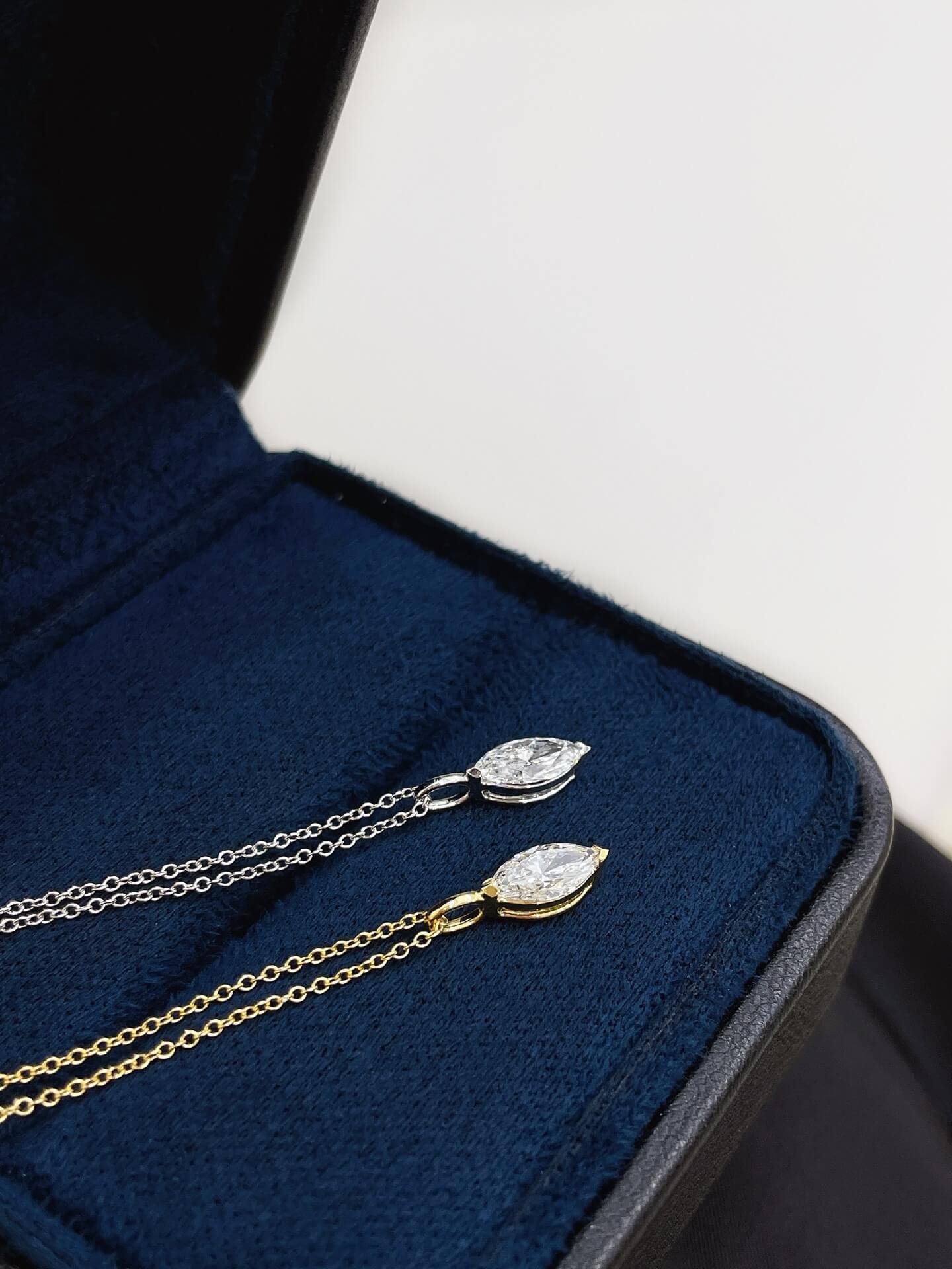 Marquise cut lab grown diamond pendant necklace