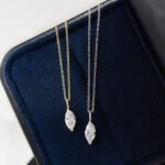 Marquise cut lab grown diamond pendant necklace