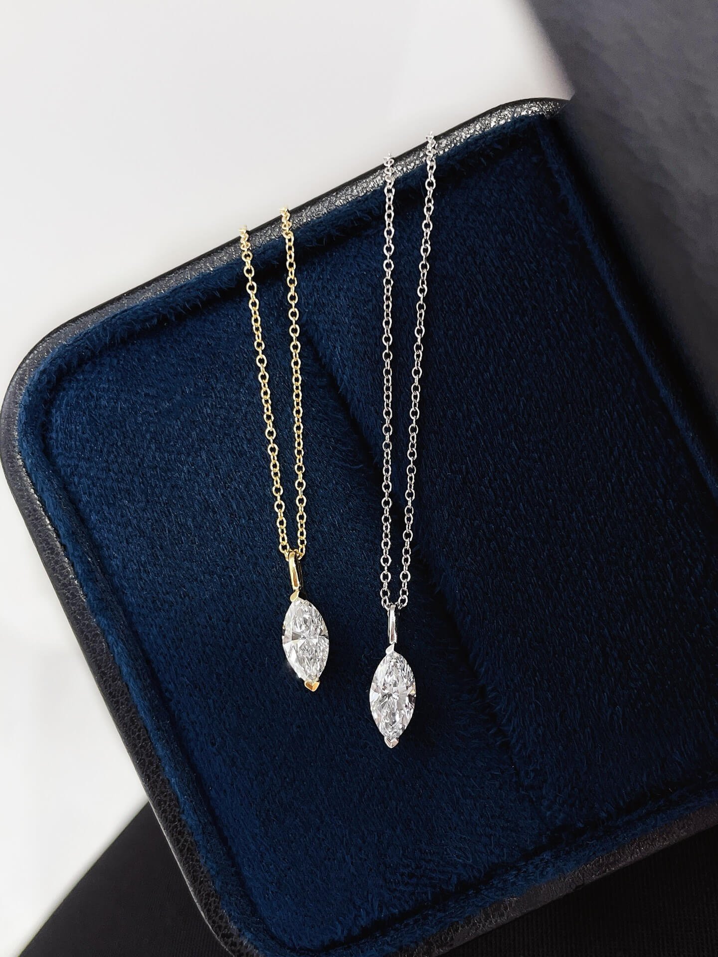 Marquise cut lab grown diamond pendant necklace