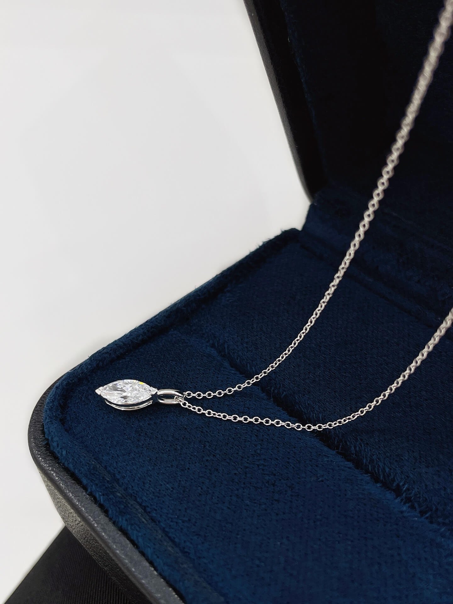Marquise cut lab grown diamond pendant necklace