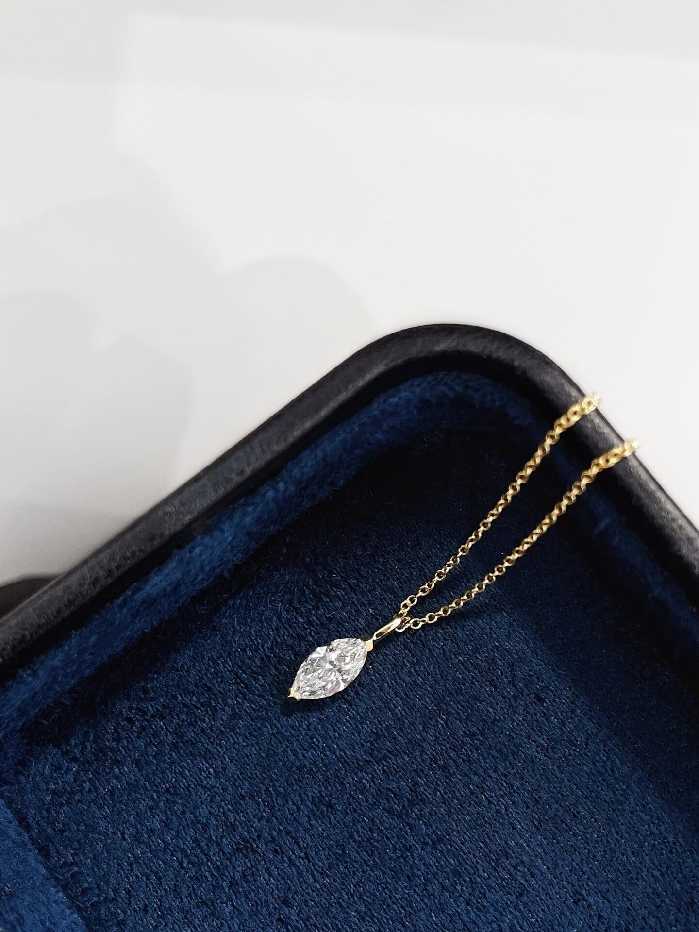 Marquise cut lab grown diamond pendant necklace