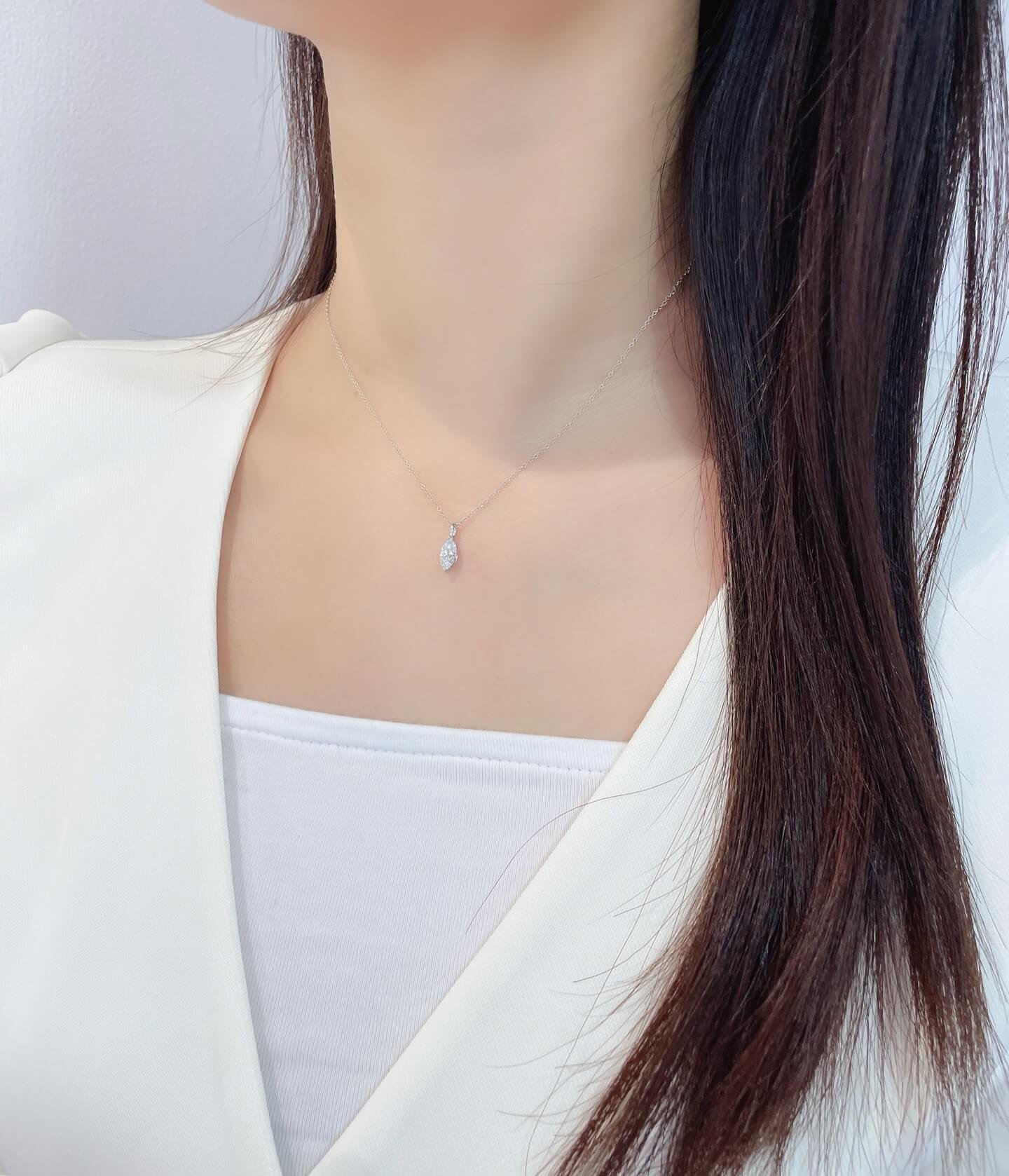 Marquise cut lab grown diamond pendant necklace
