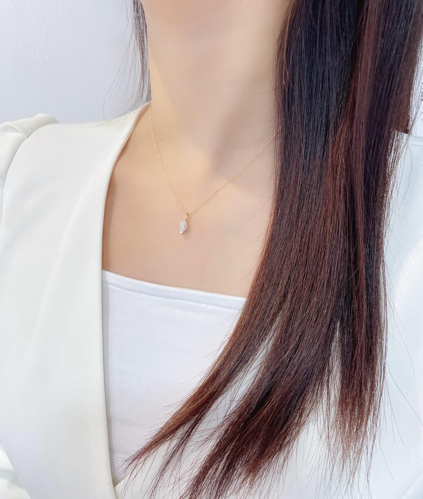 Marquise cut lab grown diamond pendant necklace