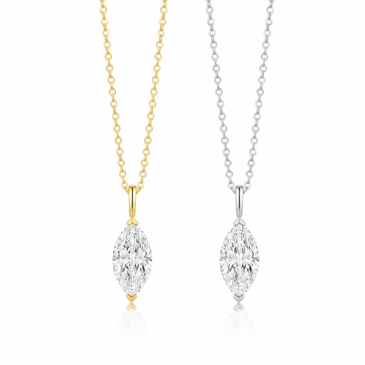 Marquise cut lab grown diamond pendant necklace