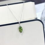 Marquise cut lab grown green diamond pendant necklace 2 Marquise cut lab grown green diamond pendant necklace