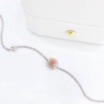 Pulseira de diamante rosa cultivado em laboratório com lapidação almofada