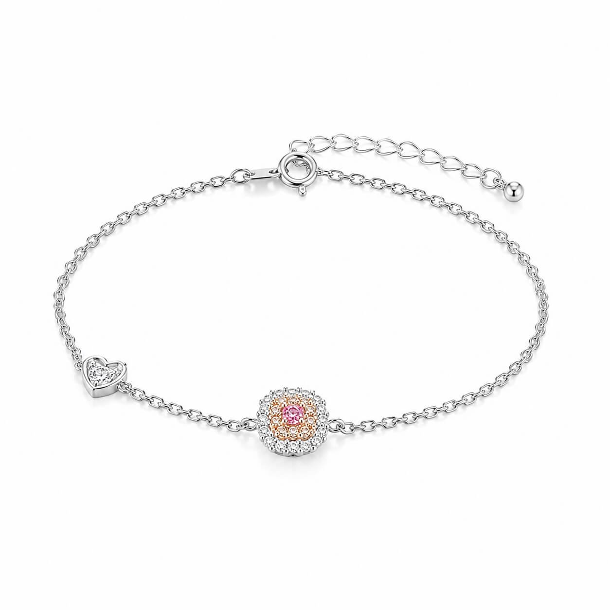 Armband met kussenslijpsel en in het laboratorium gekweekte roze diamanten Armband met kussenslijpsel en in het laboratorium gekweekte roze diamanten