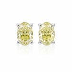 Oval cut lab grown yellow diamond earrings stud