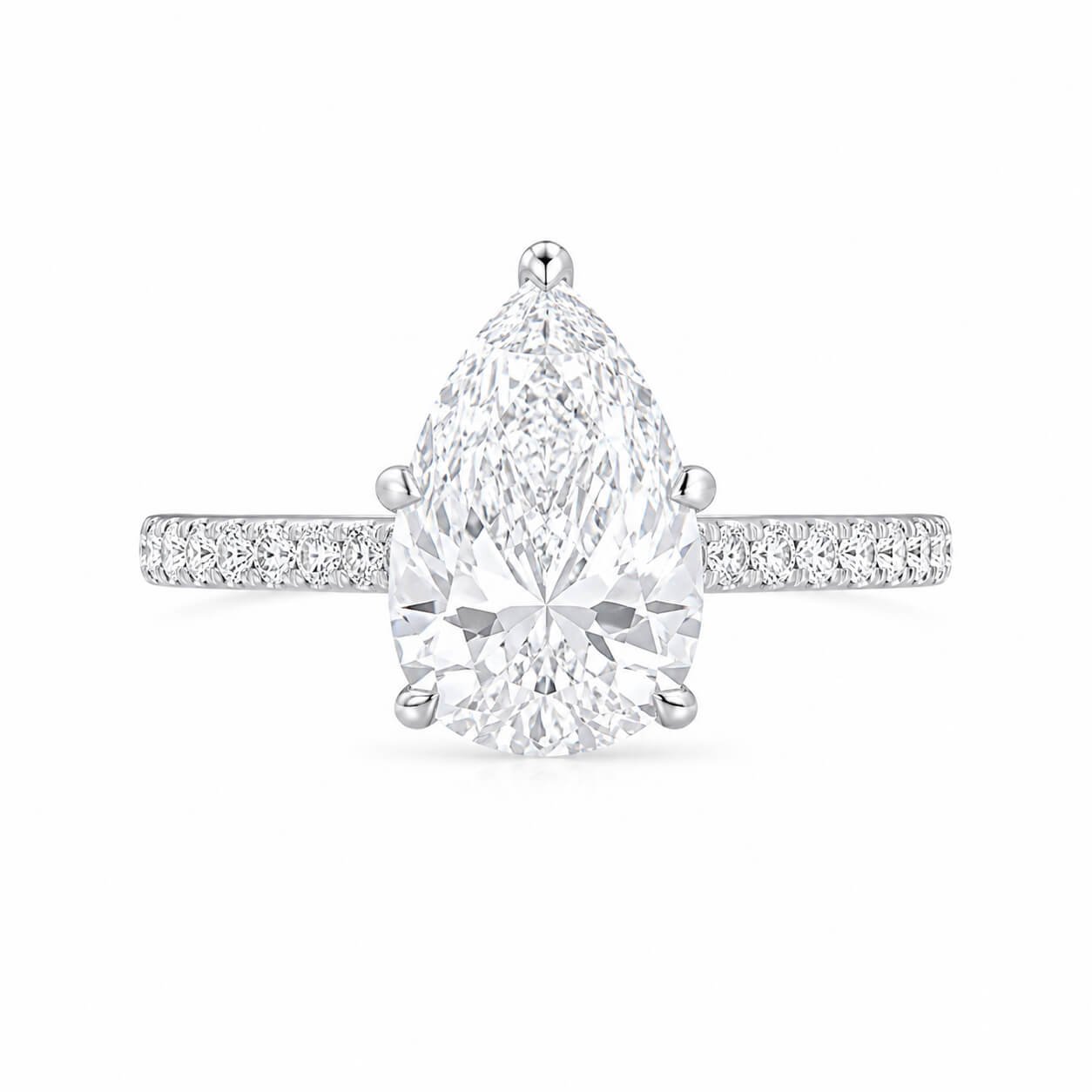 bague de fiançailles avec diamant de laboratoire taille poire