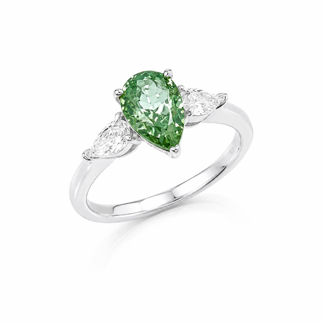 Pear cut lab grown diamond three stones engagement ring Pear cut lab grown diamond three stones engagement ring 5