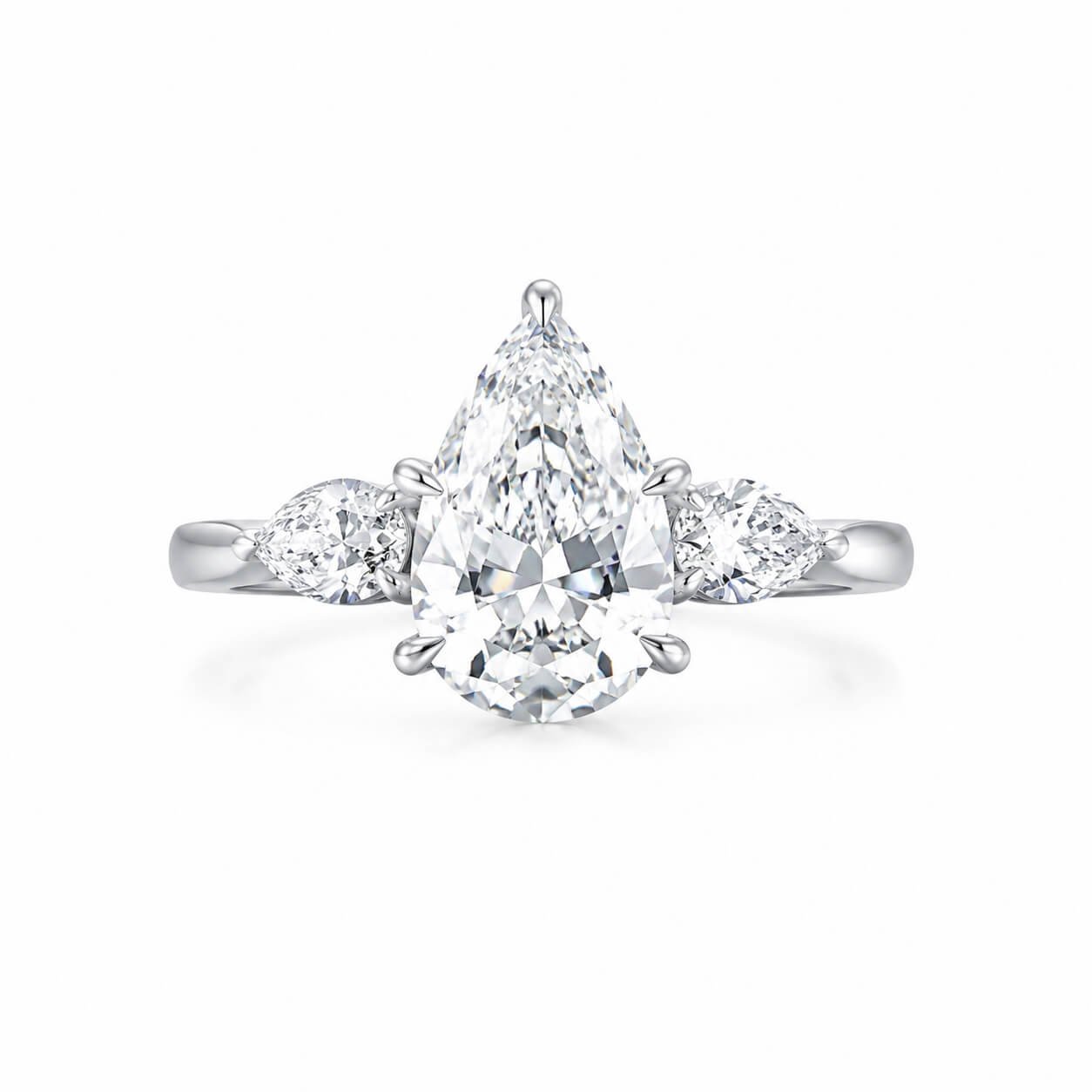Pear cut lab grown diamond three stones engagement ring Pear cut lab grown diamond three stones engagement ring