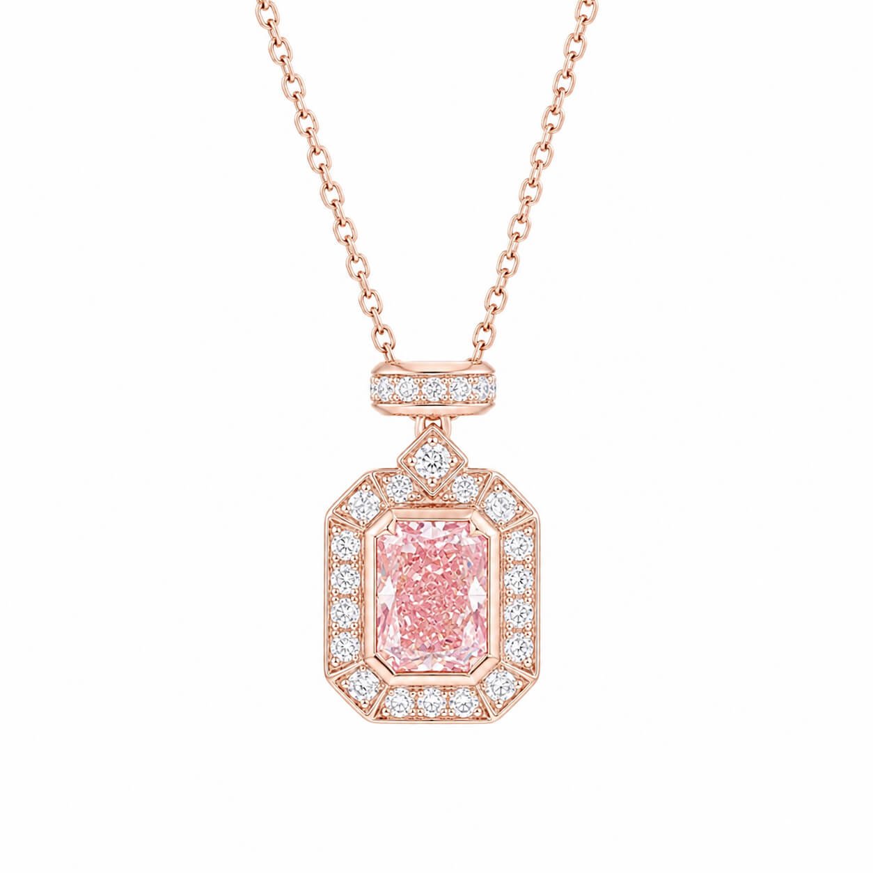 Perfume bottle design lab grown diamond pendant necklace