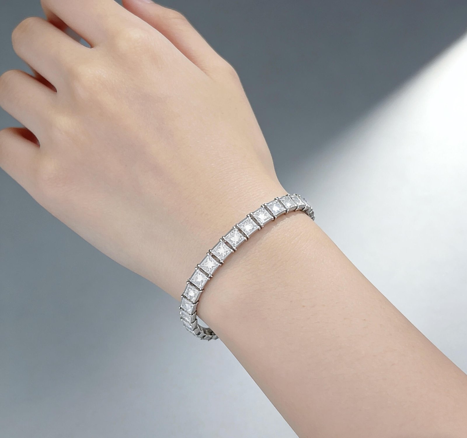 Princess cut lab grown diamond tennis bracelet