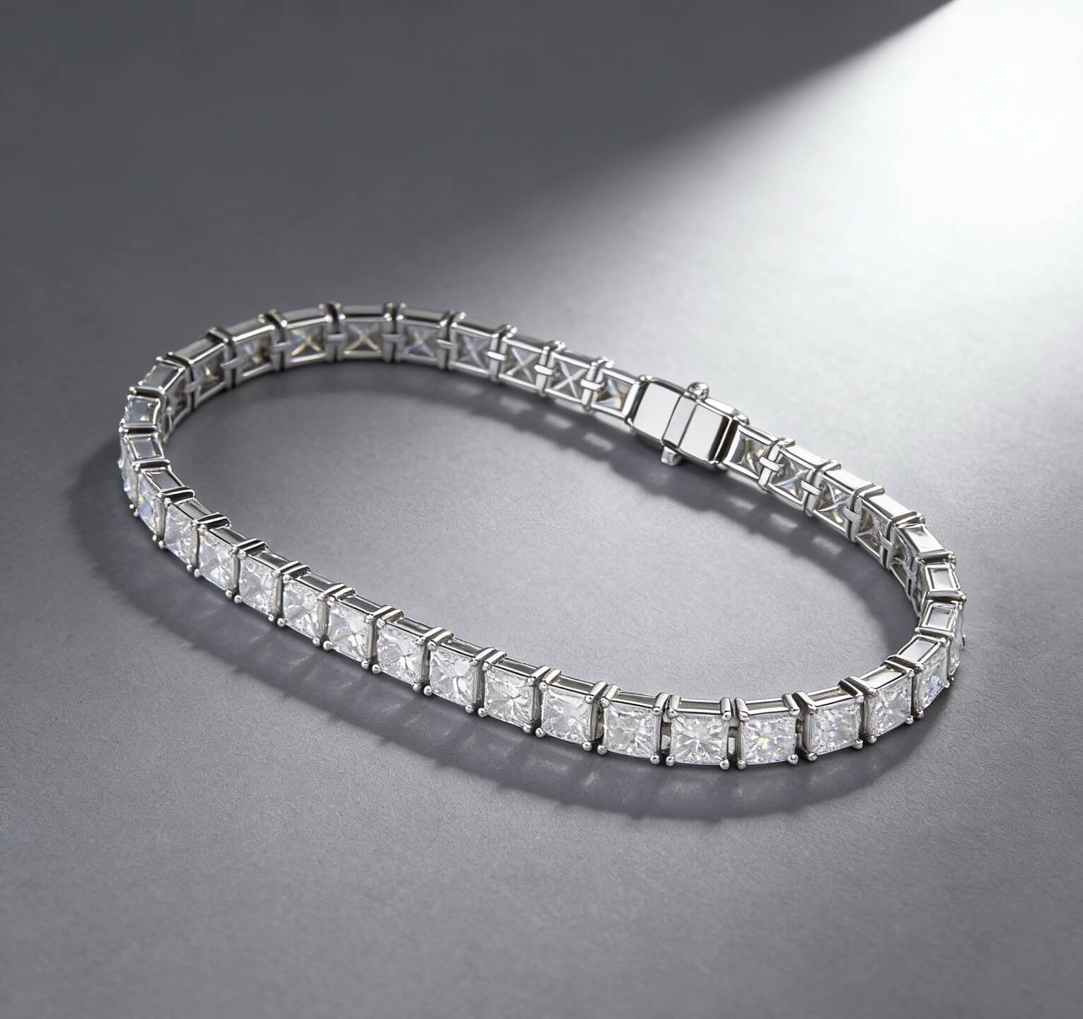 Princess cut lab grown diamond tennis bracelet