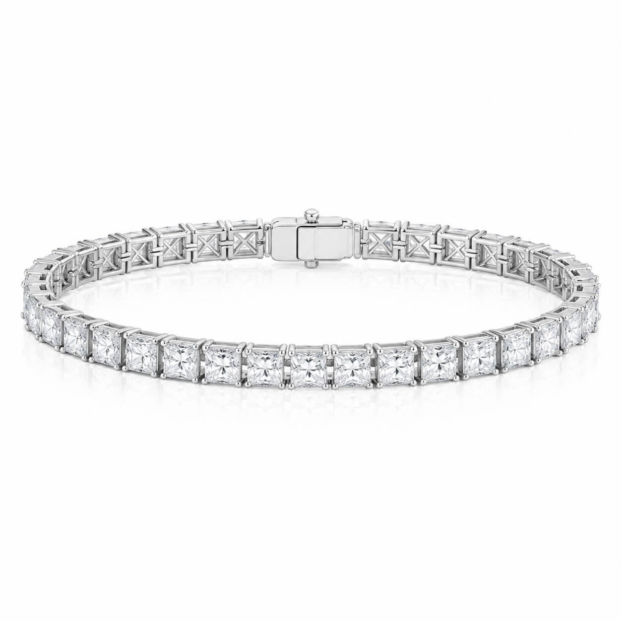Princess cut lab grown diamond tennis bracelet