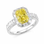 Anello di fidanzamento con diamante giallo sintetico taglio radiante 1 Anello di fidanzamento con diamante giallo sintetico taglio radiante
