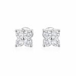 Round cut four-leaf clover lab grown diamond earrings stud 1 Round cut four-leaf clover lab grown diamond earrings stud
