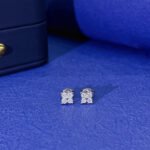Round cut four-leaf clover lab grown diamond earrings stud 2 Round cut four-leaf clover lab grown diamond earrings stud