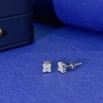 Round cut four-leaf clover lab grown diamond earrings stud 4 Round cut four-leaf clover lab grown diamond earrings stud