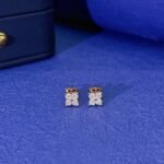 Round cut four-leaf clover lab grown diamond earrings stud 3 Round cut four-leaf clover lab grown diamond earrings stud