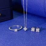 Round cut four-leaf clover lab grown diamond necklace 4 Halskette mit rundem, vierblättrigem Kleeblatt-Diamanten aus im Labor gezüchtetem Material