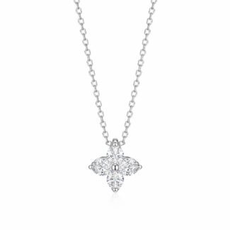 Round cut four-leaf clover lab grown diamond necklace