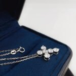 Round cut lab grown diamond cross pendant necklace