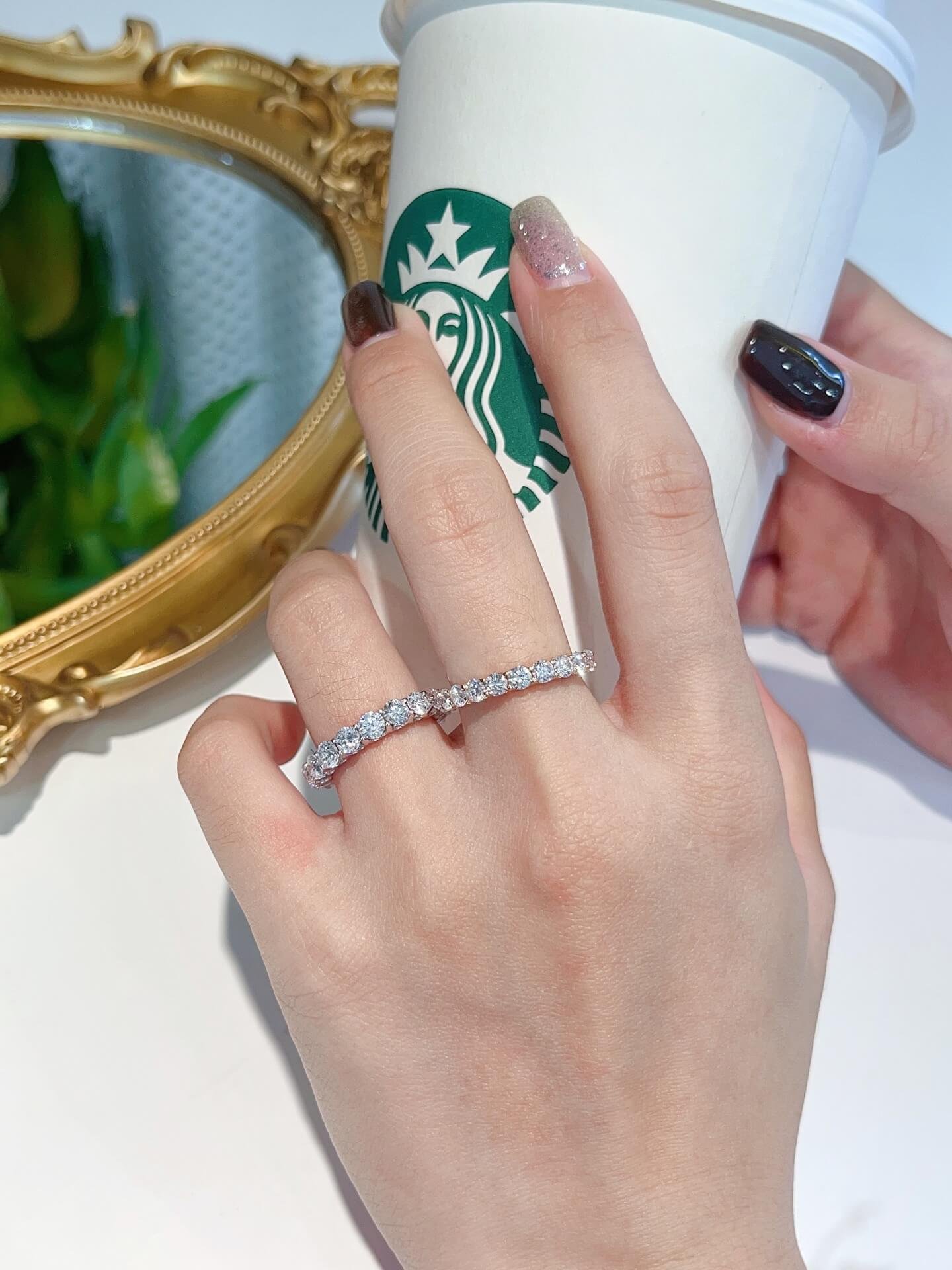 Round cut lab grown diamond eternity ring 02