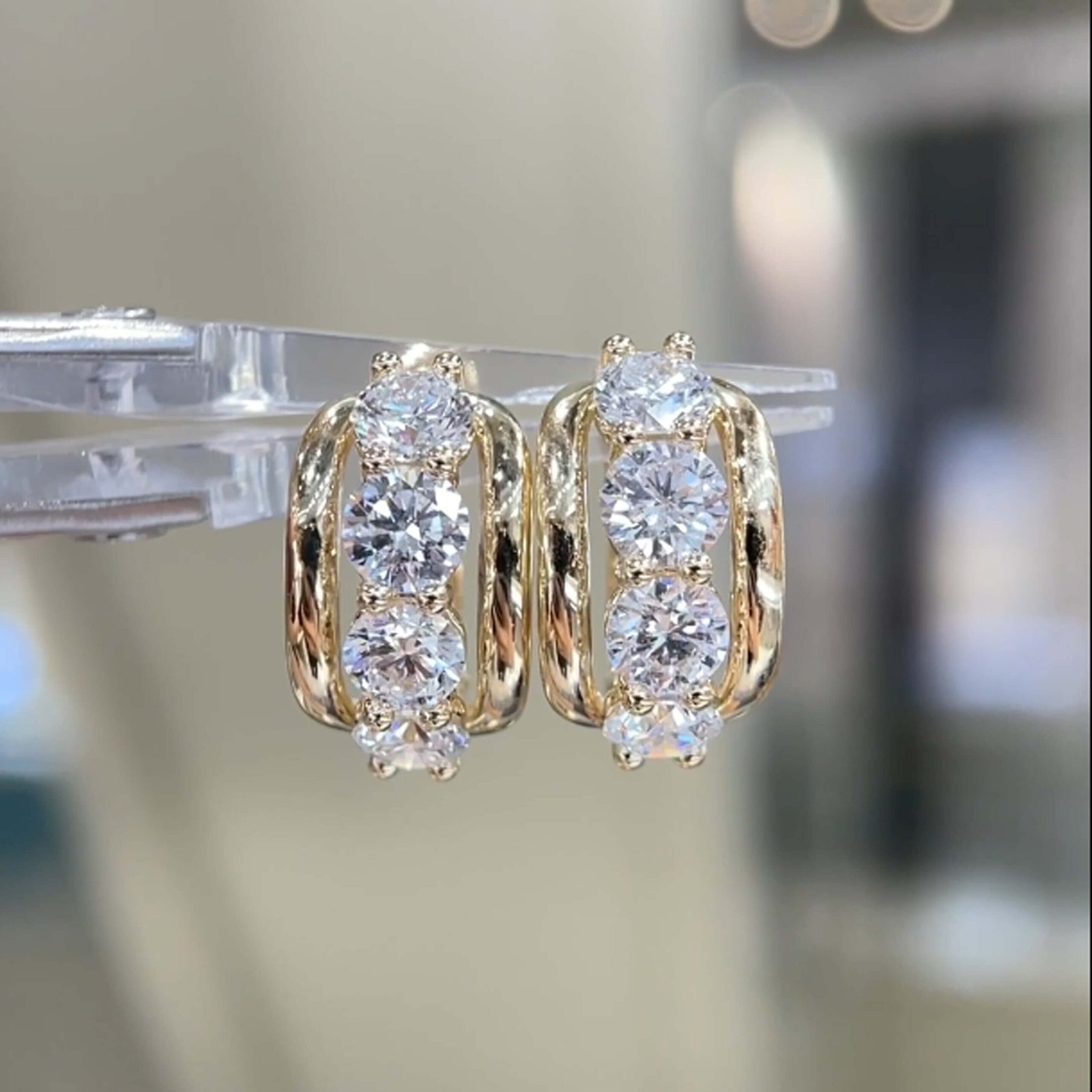 Round cut lab grown diamond hoop earrings Round cut lab grown diamond hoop earrings