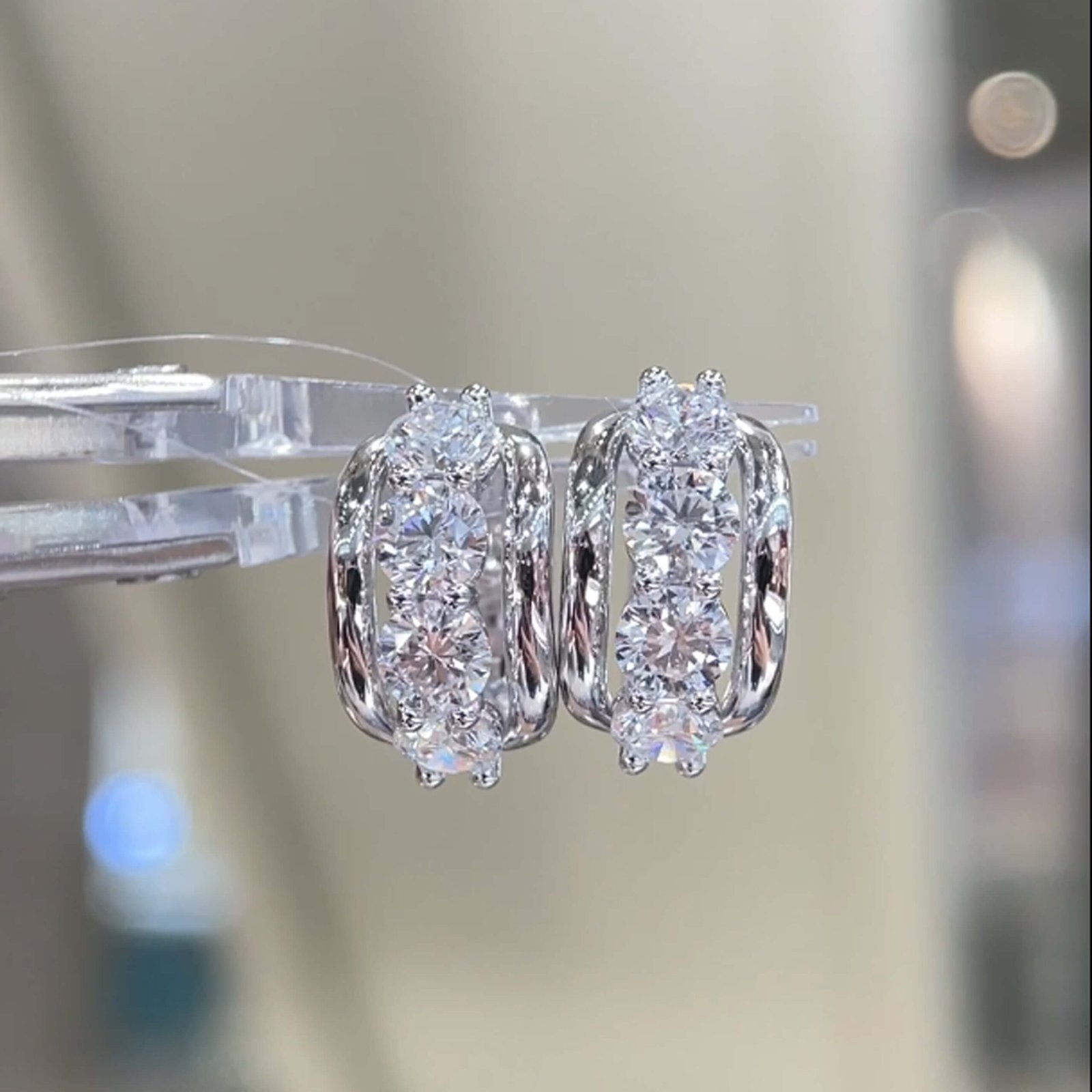Round cut lab grown diamond hoop earrings Round cut lab grown diamond hoop earrings