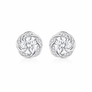 Anting-anting stud berlian bulat hasil lab dengan motif langit berbintang.